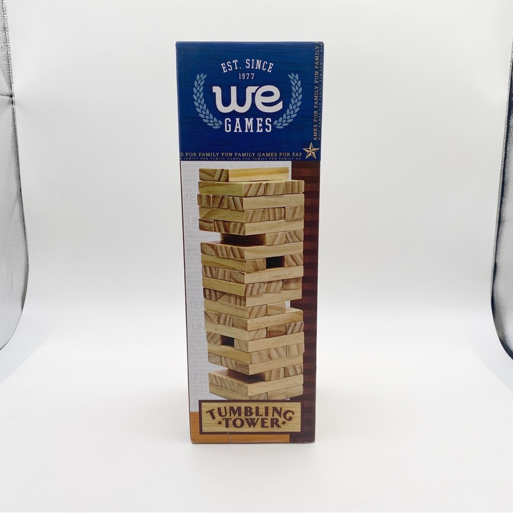 WE Games Wooden Block Stacking Tower Storage  Tumble Game Tabletop Games 14 inch